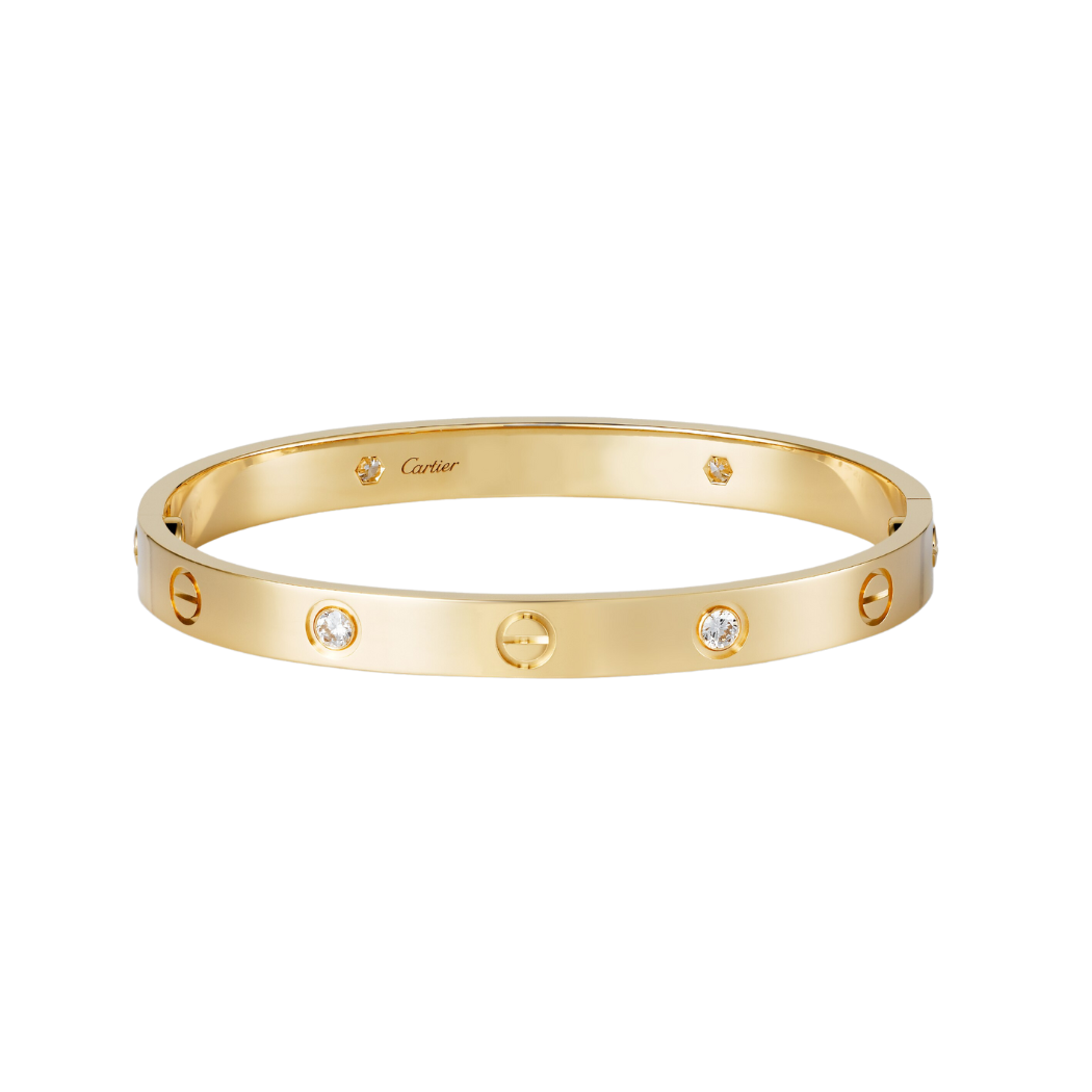 Cartier Love Bracelet 4 Diamond, Classic Model, Yellow Gold