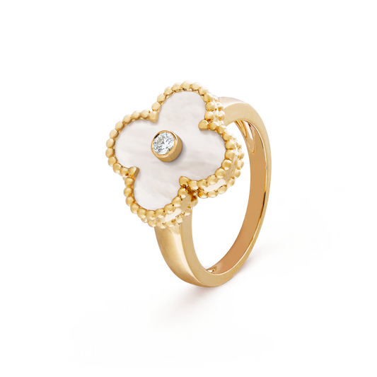 Van Cleef Vintage Alhambra Ring, Mother of Pearl, Yellow Gold