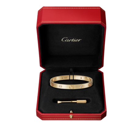 Cartier Love Bracelet 4 Diamond, Classic Model, Yellow Gold